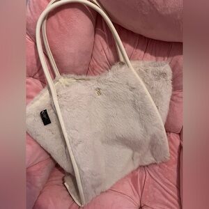 Victoria's Secret White Faux Fur Tote